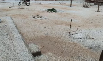 بارش باران و تگرگ در نقاط مختلف رشتخوار