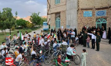 بیعت دوچرخه‌سواران شهرک شهرجو گناباد با رهبری
